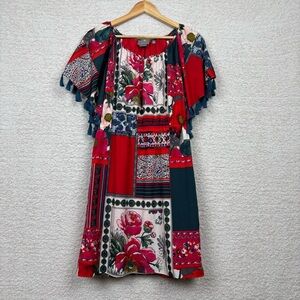Vanessa Virginia Dress Womens M Red Multi  Persian Rose Anthropologie Boho Flora